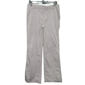 Tibi Women's Wide Leg Pinstriped Trouser Pants, Cream/Gray, Sz 6